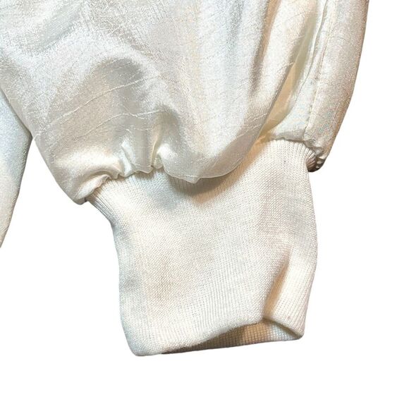 Vintage Adolfo 80s Windbreaker Top White Lipstick Perfume Embroidered Small - Picture 9 of 15